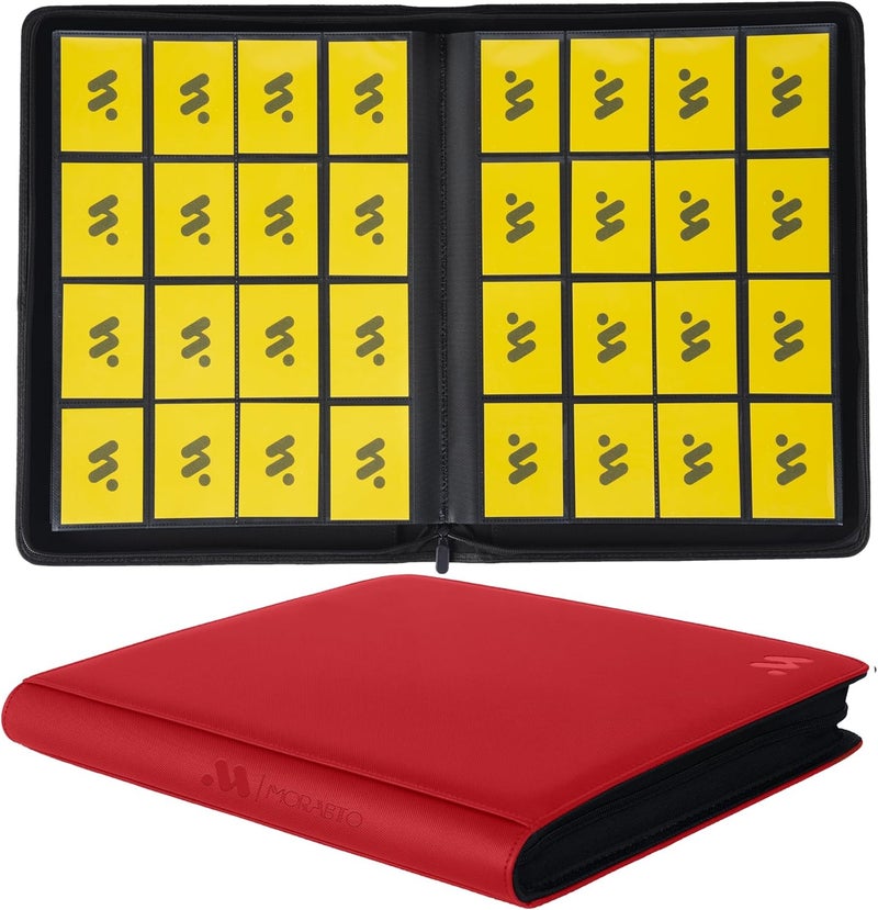 MORABTO Card Binder 16 Pocket,Trading Card Binder Hold up to 1408 Cards with 44 Sleeves,Zipper Card Holder Album Compatible with TCG Card/Game Cards/Sports Card-Red - Image 1